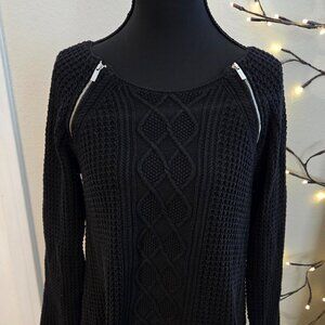 Guess S/P Black Sweater with Shoulder Zipper detail - EUC